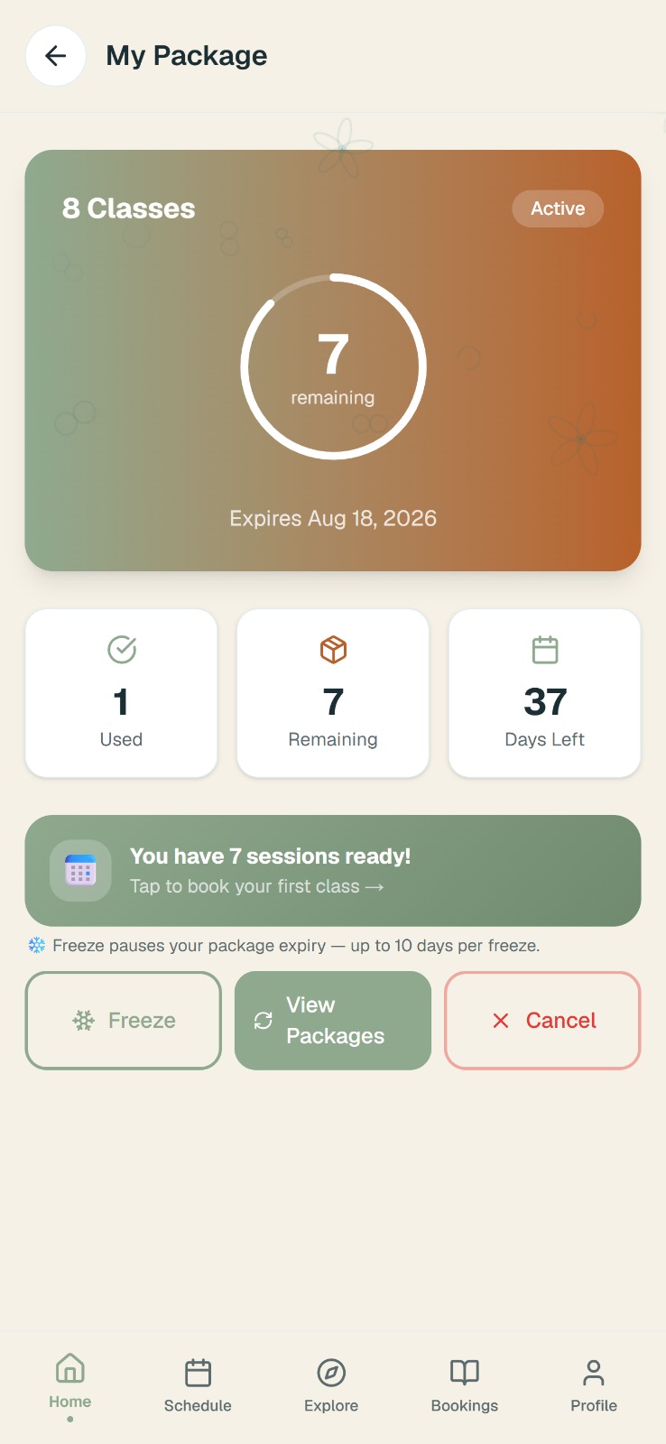 Weekly view scrolled