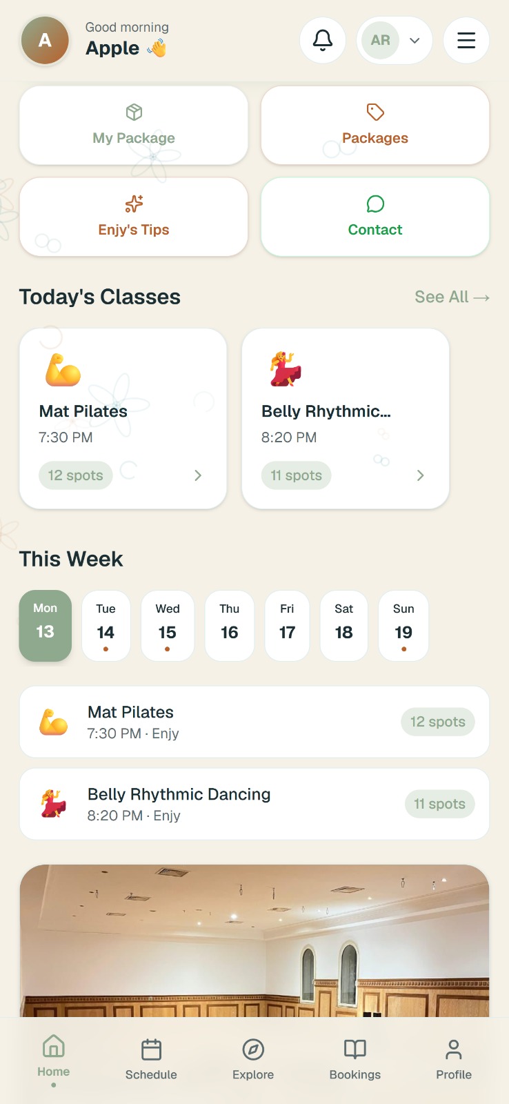 Weekly schedule